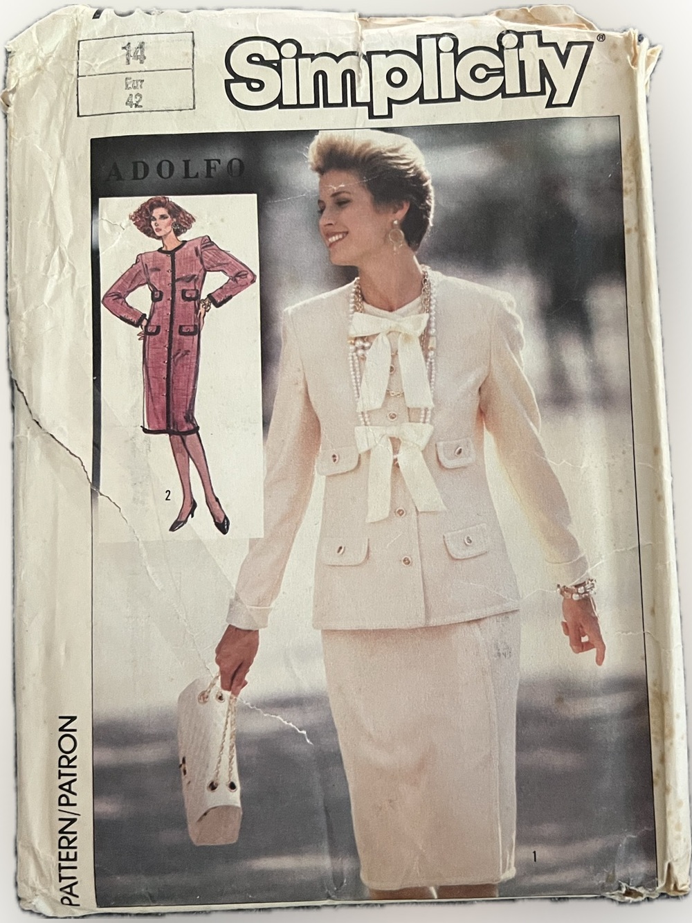 🍄Vintage New Simplicity 7308 Uncut Pattern Jacket Dress Skirt Sewing Size 14